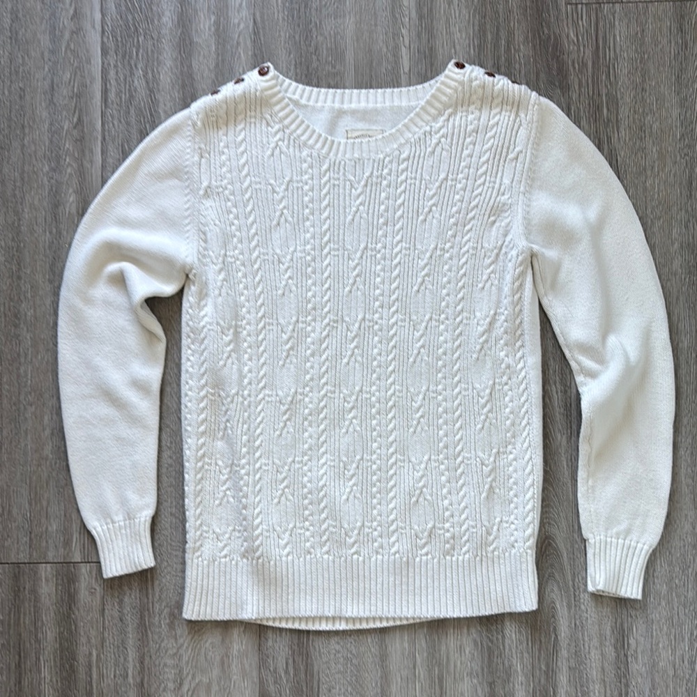 Classic White Cable Knit Sweater